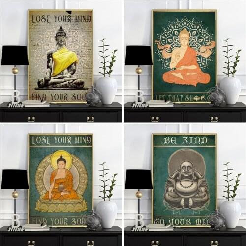 Positive Text Poster, Sakyamuni Art Prints, Vintage Bodhisattva Wall Picture, Motivational Quote Wall Art, Bedroom Wall Decor