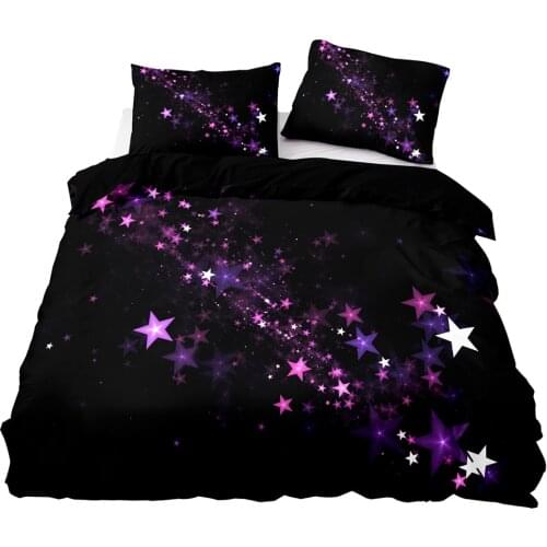 Abstract Style Duvet Cover 200x200 Pillowcase 3Pcs,150x200 Quilt Cover,Black Big Blanket Cover ,Shiny Stars Pattern Bedding Set