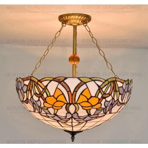20inch European style Tiffany color glass pendant light bar dining room living room Cafe Club decoration lamp E27 110-240V