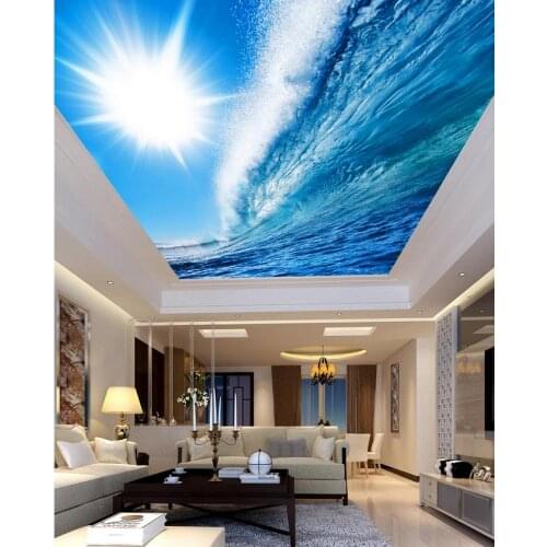 Custom 3d wallpaper murals ceilings Landscape wallpaper murals Home Decoration Sky waves ceiling