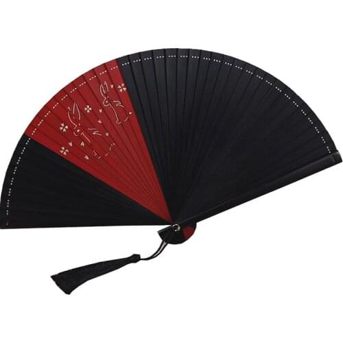 Handheld Mini Portable Fan Japanese Patchwork Fish Cat Full Bamboo Folding Fan Handmade Small Decorative Women Wedding Fan