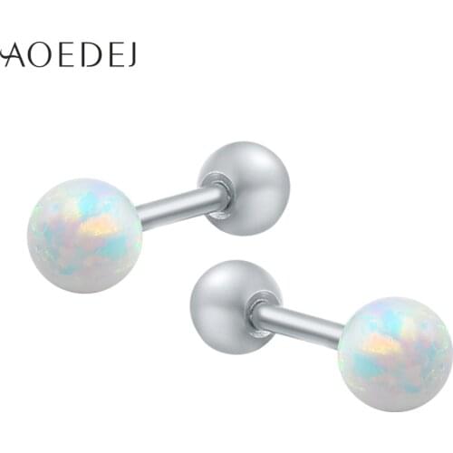 AOEDEJ 3-5mm White Fire Opal Earrings Stainless Steel Earings For Girls Women children Earrings Ear Studs Earrings Natural Stone