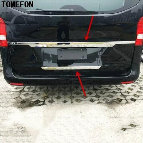 TOMEFON For Benz VITO Viano V-Class Valente Metris 2014-2017 ABS Chrome Rear Box Door Tail Gate Liftgate Bar Trim Auto Styling