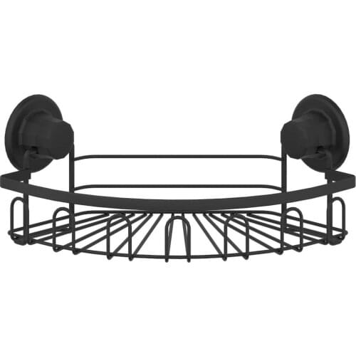 Vacuum Single Layer Hanging Bathroom Corner Shelf Matte Black Drilling No Screw Drill! Stylish Design Shampoo Soap