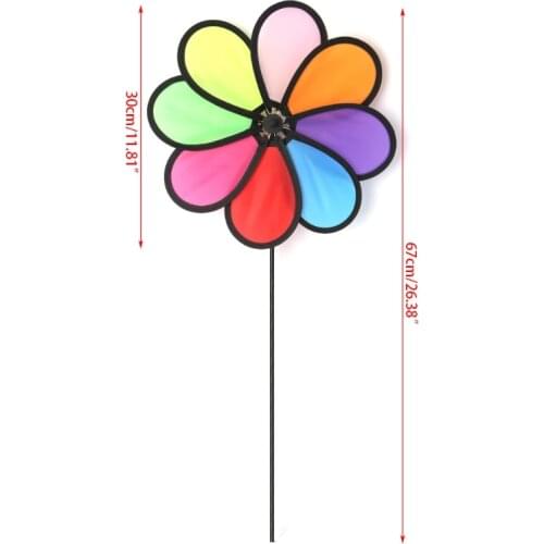 Y55D Windmill Toys Children Kids Garden Decoration 8 Leaves Colorful Outdoors Spinner