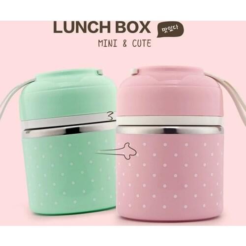 Japanese Cute Kids Bento Box Portable Stainless Steel Insulation Leakproof Lunch Box Portable Outdoor Kitchen Food Container