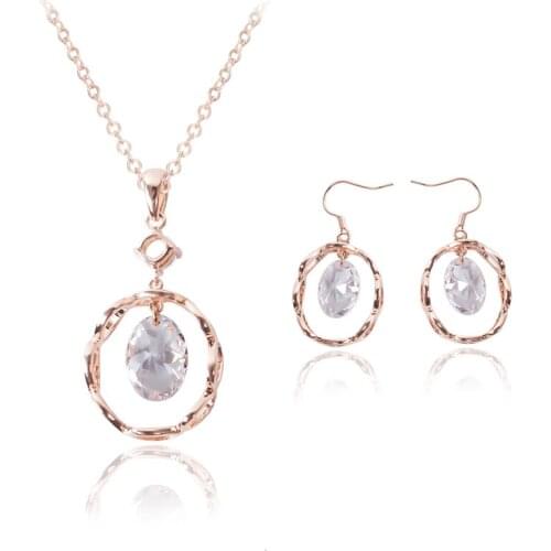 Jewelry Sets 2016 New Fashion Arrival Rose Gold-color Bijoux Rhinestone Necklace Earrings Design For Birthday/party/christmas