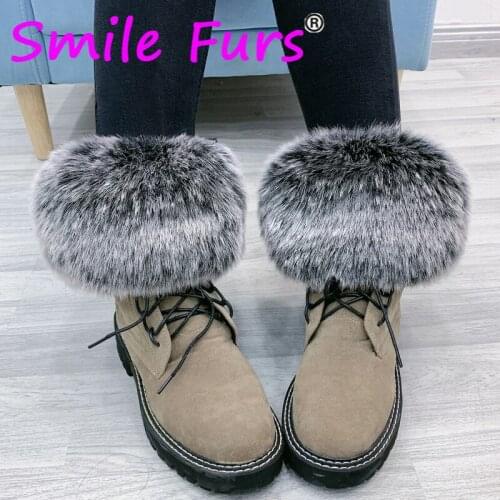 Women Fur Leg Warmers Faux Fox Fur Cuffs Ankle Boots Feet Decor Socks Cover Shoes Cover Foot Ring DIY Elastic Solid Color ZKG37