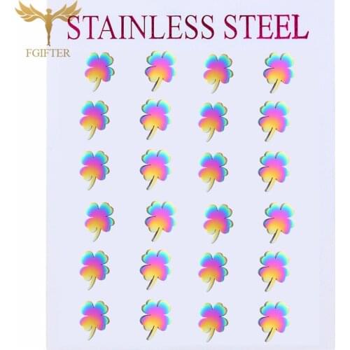 2021 Summer Womens Fashion Jewelry Love Four-leaf Clover Stud Earrings Stainless Steel Waterproof Stud Earring Set Girls Gift