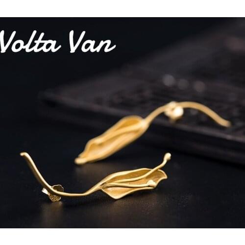 Volta Van 925 Sterling Silver Stud Earrings 2021 New Fine Jewelry Vintage Design Elegant Flower Concise Women Silver Earrings