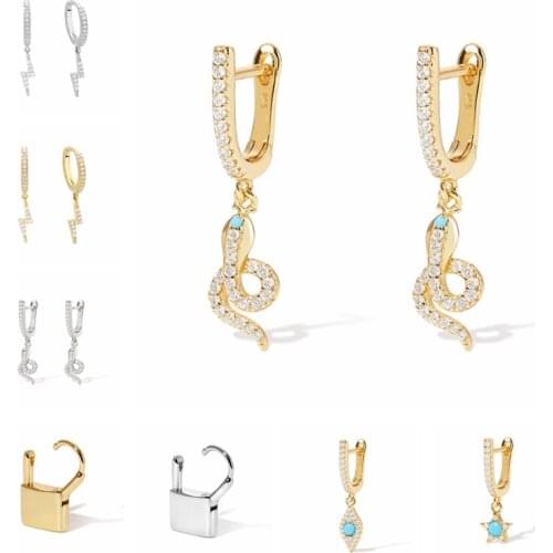 BOAKO Pendiente Rayo Earrings For Women 925 Sterling Silver Piercing Jewelry Earrings Dangle Ear Cuff Серьги Сережки #9.5