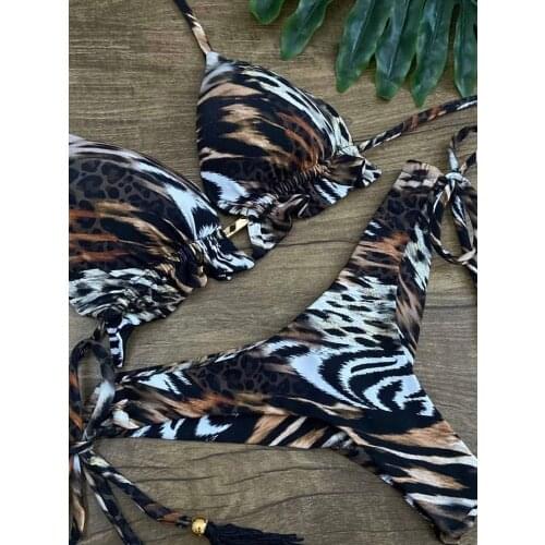 2020 Sexy Bandeau Bikini Print Womens Two-Piece Swimsuit Bikini One Shoulder Swimwear Brazilian Set