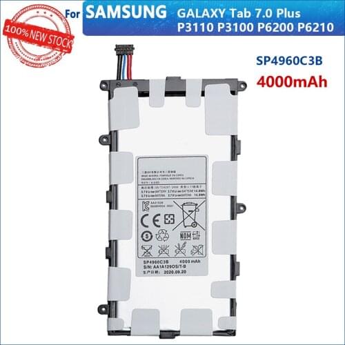 100% Genuine SP4960C3B Tablet New Battery For Samsung Galaxy Tab 2 7.0/7.0 Plus GT-P3100 P3100 P3110 P6200 4000mAh Batteries