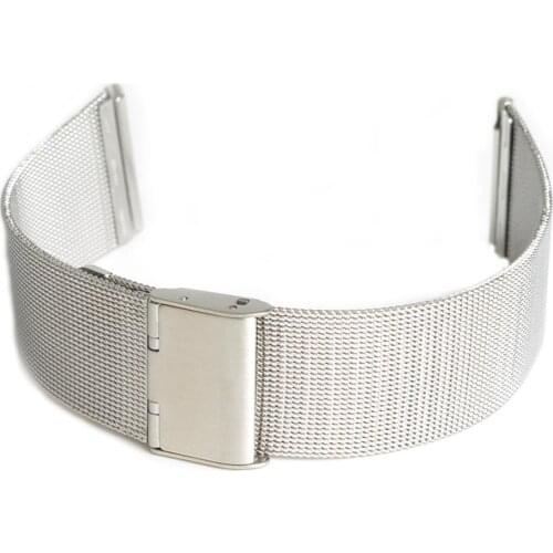 22mm Unisex Mesh Stainless Steel Watch Band Strap Bracelet Safety Buckle Silver Fashion Watchbands