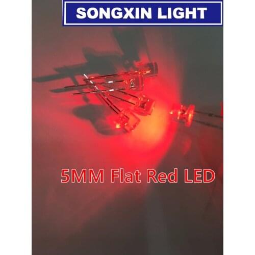 50pcs 5MM Flat Top Red led 5mm Ultra Bright LEDs light Wide Angle Emitting Diodes Electronic Components Wholesale