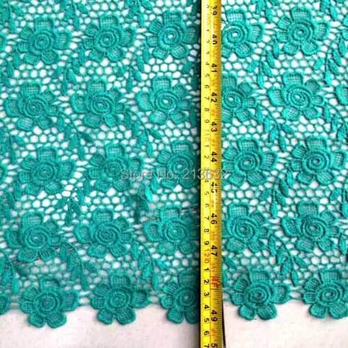 7 yards hollow out african lace fabrics 135 cm wide Blue Green african guipure lace flower leaf water soluble guipure lace DIY