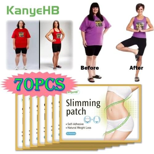 70pcs/7bags Slimming Patch Fat Burning Toxin Eliminating Slimming Patch Navel Weight-Loss Herb Plaster Body Shaping Sticker A453