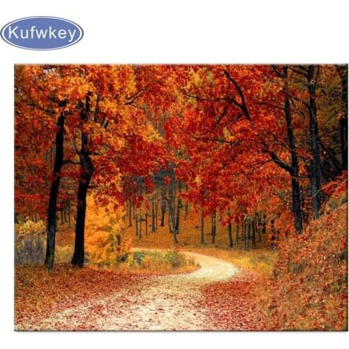 Full Square/Round Drill 5D DIY Diamond Painting Red Forest Landscape Embroidery Cross Stitch 3d Home Decor diamond mosaic kits