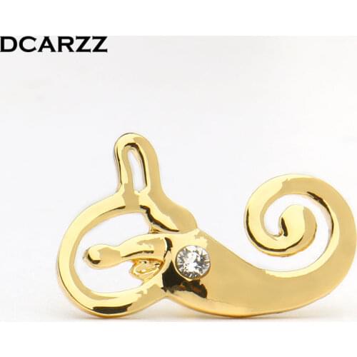 Anatomical Inner Ear Medical Pin with Crystals Brooch Christmas Badges Biology Gift for Doctor/Nurse Anatomy Jewelery Wholesale