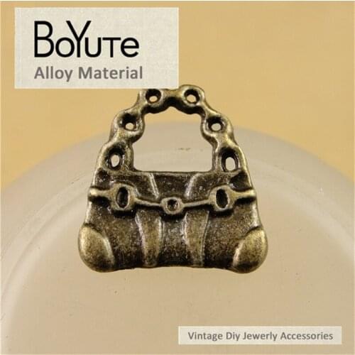 BoYuTe (50 Pieces/Lot) 16.5*16.5MM Vintage Style Antique Bronze Plated Zinc Alloy Materials Handbag Charms for Jewelry Making