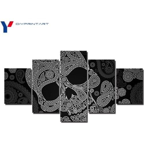 Black and White Skull 5 Pcs/set Print Poster Home Decoration Pictures for Living Room A0984
