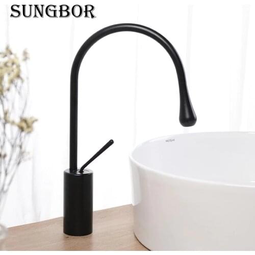 Modern Basin Faucets Black Sink Mixer Taps Kitchen Bathroom Taps Single Handle Faucet Hot Cold Mixer Tap Crane AL-2721H