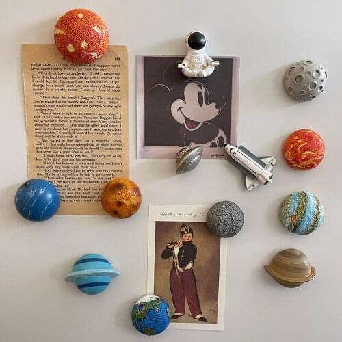 CuteLife Mini Resin Planet Refrigerator Magnet Sticker Home Decoration Creative Blackboard Sticker Photo Kitchen Fridge Magnet