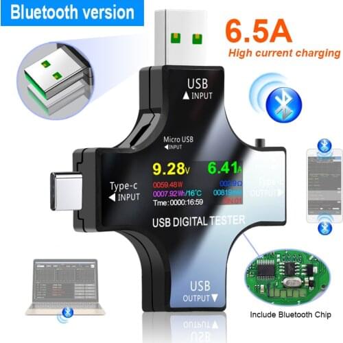 Color TFT USB tester Bluetooth Type-C PD Digital voltmeter voltage current meter ammeter detector power bank charger indicator