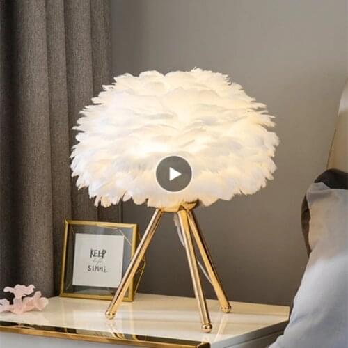 Feather lamp for living room bedroom Table lamp modern decoration bedside lamp Room light goose feather lamp feather table lamp