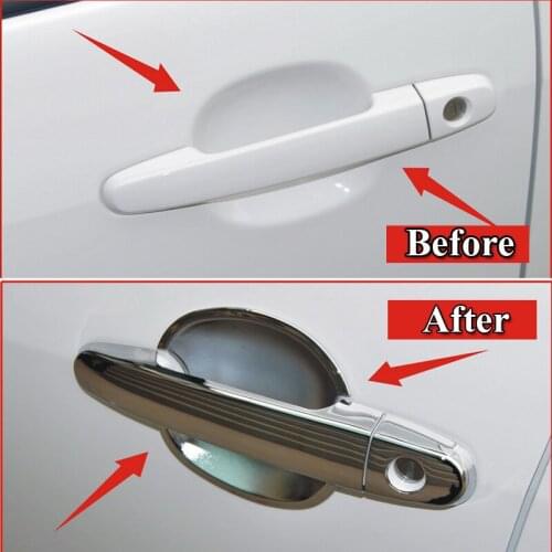 For Toyota Corolla 2003-2012 Chrome Door Handle Cover Trim & Door Bowl Cover Car Styling Decorate 2005 2007 2008 2009 2010 2011