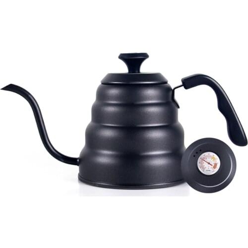1.2L Drip Coffee Kettle with Thermometer Stainless Steel Gooseneck Coffee Pot Office Kitchen Long Mouth Coffee Tea Pots