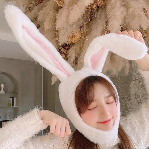 Kawaii Bunny Ears Hood Hat Cartoon Rabbit Headgear Party Cosplay Headwear Costume Dress Up Photo Prop Hat Womens Long Ears Caps