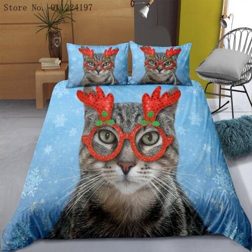Cat Bedding Set Single Double Queen King Size Bedclothes For Child 3D Printed Cartoon Astronaut Duvet Cover Luxury Home Textiles