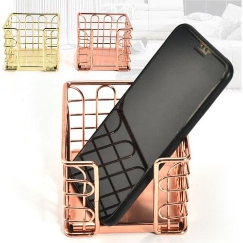 Creative Metal Rose Gold Note Paper Stationery Box Home Office Desktop Storage Basket Pen Holder Stationery Organizer Decoration