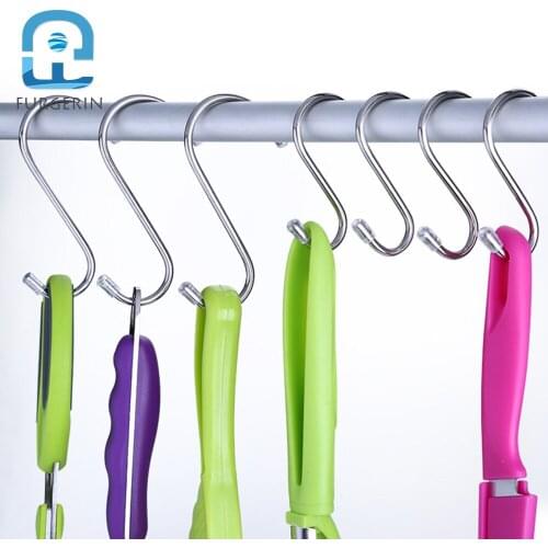 FURGERIN S Hooks Stainless Steel Hook Key Holder Wall kitchen hanging hook s shape hangers Steel Bathroom Hook Kitchen 2pcs