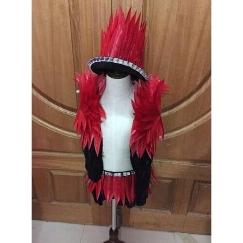 The boy swimwear catwalk dress collar feather feather model contest T station serves the creative costumes