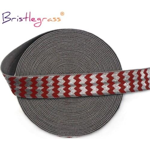 BRISTLEGRASS 2 5 10 Yard 5/8" 15mm Chevron Print Fold Over Elastic FOE Spandex Band Tape Hair Tie Headband Dress DIY Sewing Trim