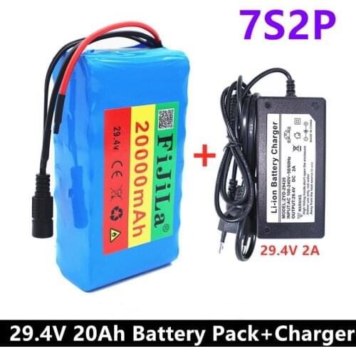 24V 4Ah 7S2P 18650 Battery li-ion battery 29.4v 20000mah electric bicycle moped /electric +2A charger