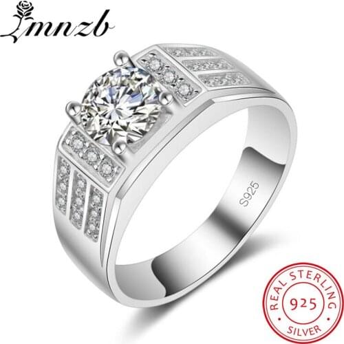 LMNZB 100% Solid 925 Sterling Silver Ring Lab Diamond Men Ring Wedding Designs For Men Fine Men Jewelry Size 7-12 LM026