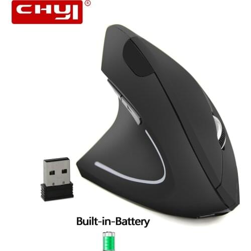 CHYI Left Hand Wireless Mouse Rechargeable Ergonomic Vertical Gaming Mouse USB Optical 1600 DPI Computer 5D Mice With Mouse Pad