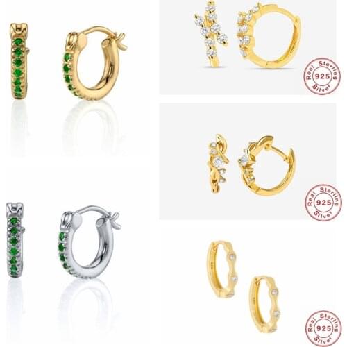 Real 925 Sterling Silver Luxury Green Zircon Small Hoop Earrings For Woman Valentines Day Gift Hanging Pendientes Fine Jewelry