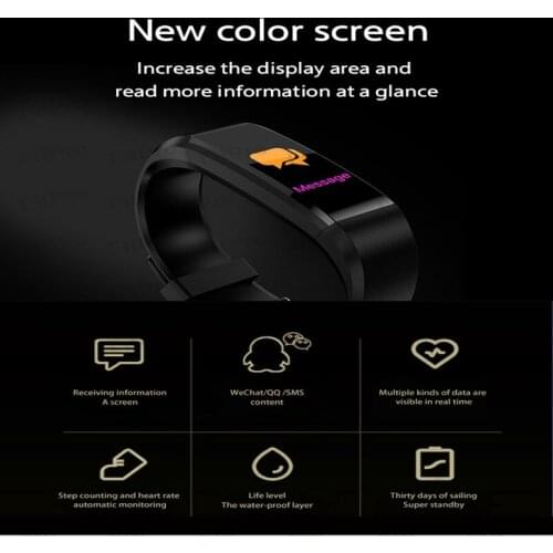 2020 New Smart Bracelet 115plus For Men and Women Fitness Tracker Blood Pressure Heart Rate Monitor IP67 Wrist Watch