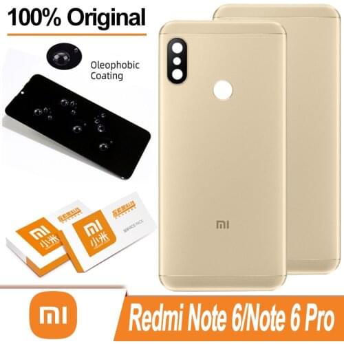 100% Original Back Housing for Xiaomi Redmi Note 6 Pro Back Cover Battery Glass Rear Repair Parts