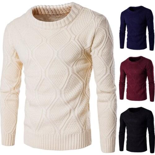 Autumn winter 2020 Casual stretch warm thermal mens solid color thick warm sweater spring autumn knitted mens sweater