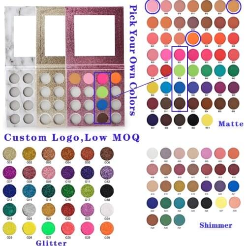 50pcs Logo Customized Matte Shimmer Glitter Eyeshadow Palette 122 Colors Pick Your Color DIY Private Label Eye Shadow Pigment