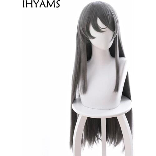 80cm Bloom Into You Cosplay Wig Yagate Kimi ni Naru Nanami Touko Wig Sakurashima Mai Dark Grey Straight Long Wigs + Wig Cap