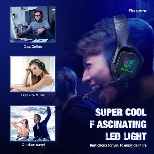 ONIKUMA X4 Head-mounted Wired Gaming Headset Sound Headphones w/ Mic & LED Light
