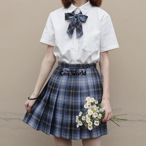 [Sea Island] Girls Summer High Waist Pleated Skirts Plaid Skirts Women Dress For JK School Uniform Students Cloths