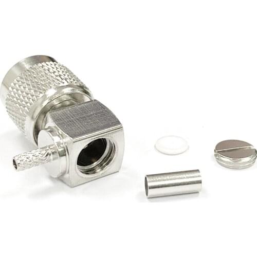 TNC Male Plug RF Coax Connector Crimp for RG316 RG174 Cable NEW Right Angle Nickel