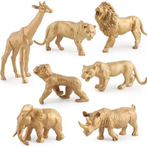 Cross-Border Supply Simulation Animal Model Gold Edition Limited Edition Lion Giraffe Early Education Science and Education Deco